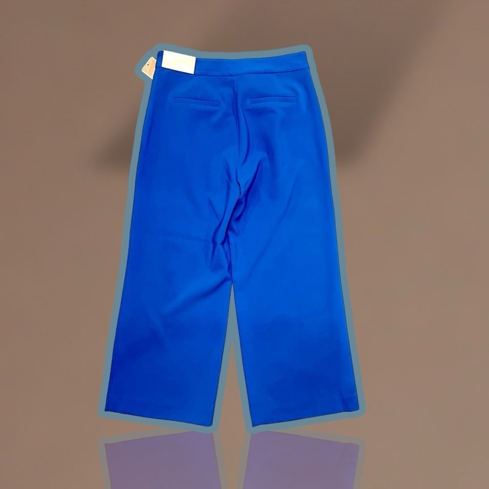 NWT MICHAEL Michael Kors ‘High-Rise Wide Leg Crop Pants’ in “Grecian Blue” - Picture 6 of 8